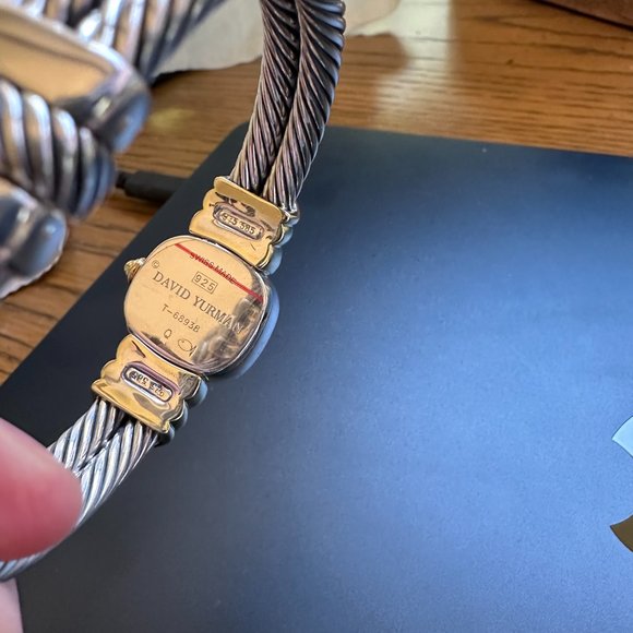 David Yurman 2 Row Cable Gold Quartz Garnet Sterling Silver Gold Trim - Picture 6 of 12